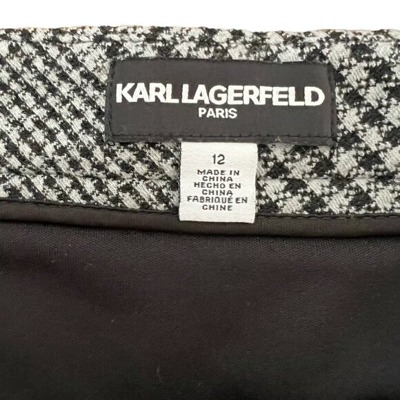 Karl Lagerfeld Women's White Black A line Paris Button Tweet Skirt Size 12 - Picture 4 of 9